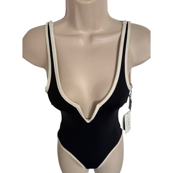 L- Space Coco One Piece Swimsuit Size XS Black White NWT $198 - Picture 5 of 8